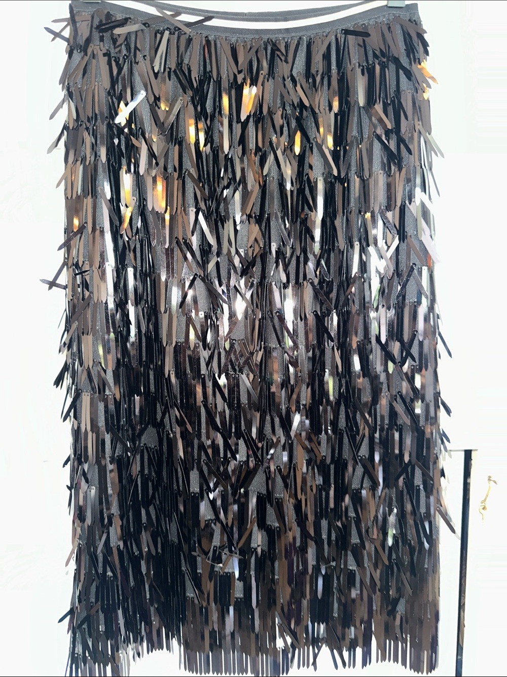 Size Small - Gracia Black Sequin Fringe Midi Skirt - NWT